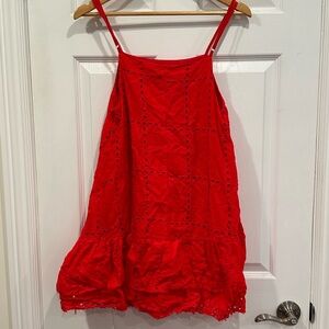 Cute red dress with eyelet design  size m worn once